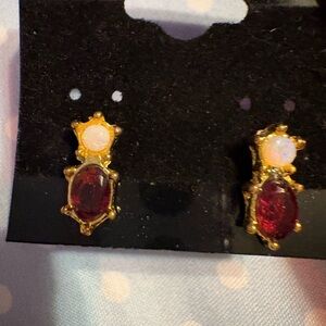 Elegant Gold and Red Earrings